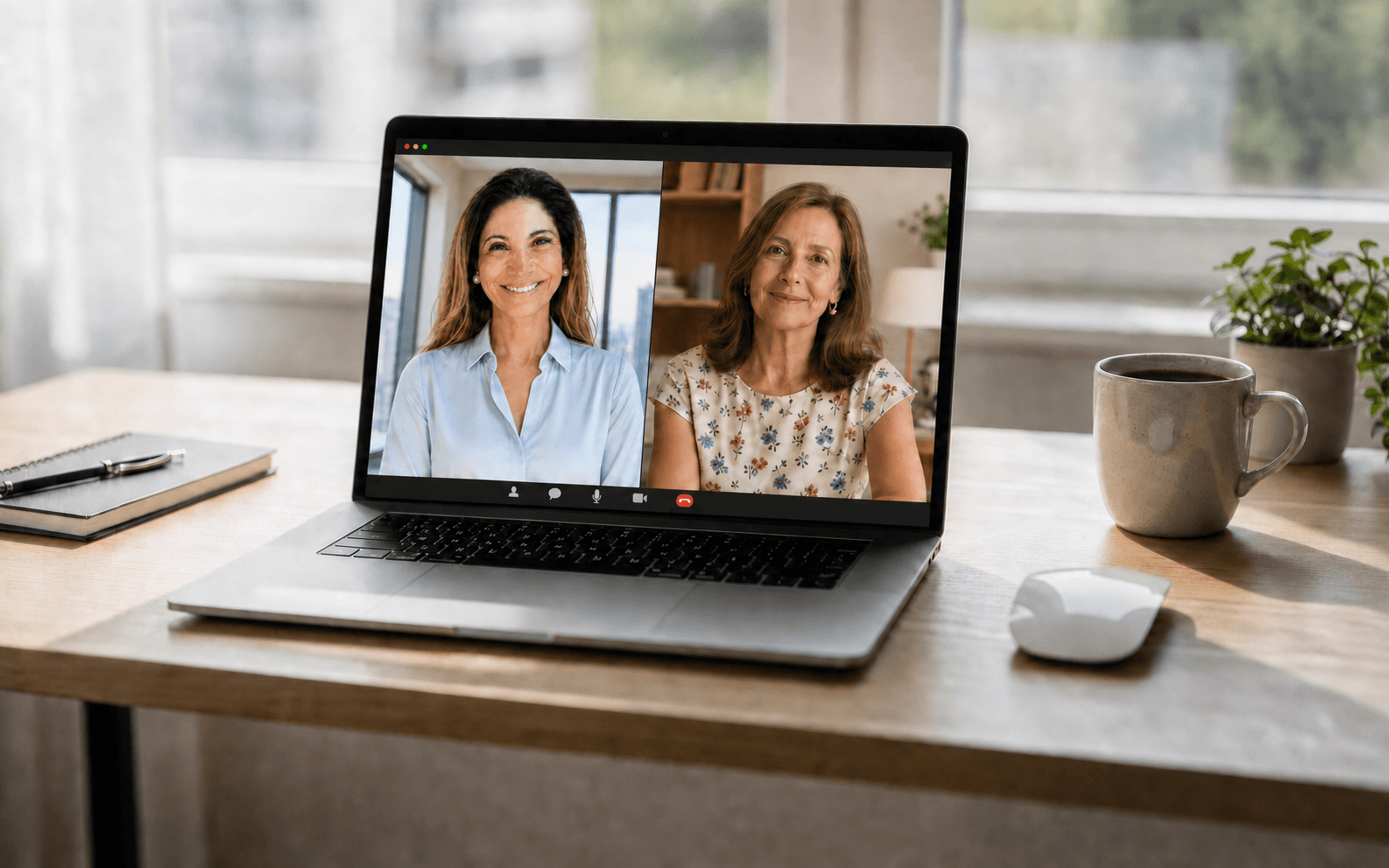 Tânia em consulta online com uma proprietária